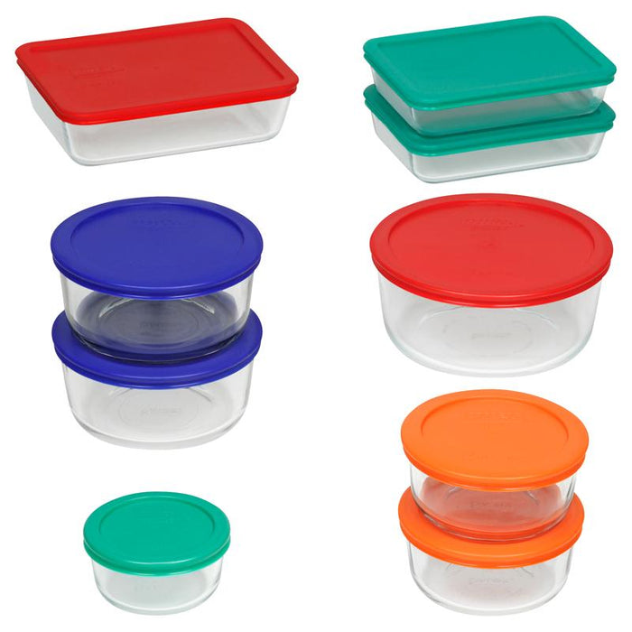 Recipientes para Comida con Tapa Multicolor 18 Piezas Pyrex Pyrex 1110608 071160077393