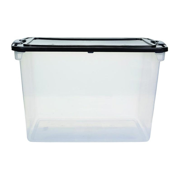 Caja Translúcida con Tapa Negra y Clips 112 qt Homz 6164123 073527516040