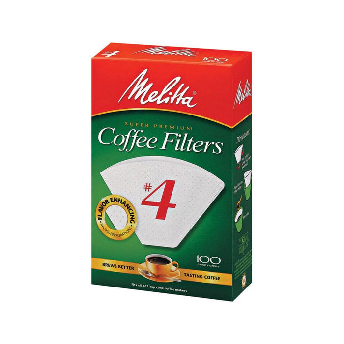 Filtro Cono para Café #4 8-12 Tazas 100 pz Melitta 64563 055437624107