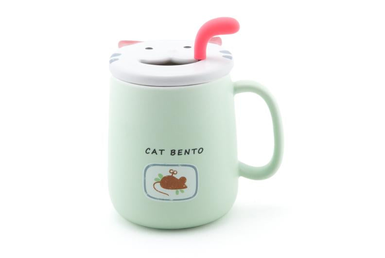Taza de cerámica meow con tapa y cuchara Fuji Merchandise PC17-1 4539429156075