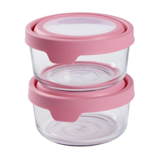 Contenedores redondos True Seal con tapas rosas 4 Piezas Anchor Hocking 13772 076440137729