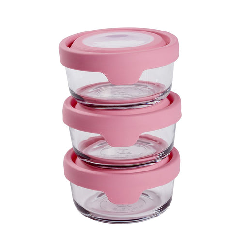 Contenedores redondos True Seal con tapas rosas 6 Piezas Anchor Hocking 13773 076440137736