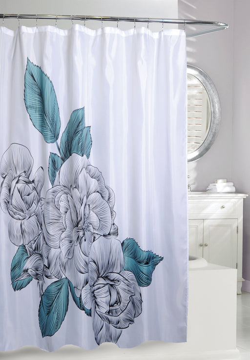 Cortina de Baño Blue Sketch Floral Moda at Home 205173 814334066928