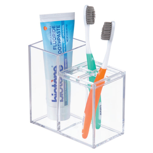 Porta Cepillo y Pasta Dental Clarity Divided iDesign 42450 081492424505