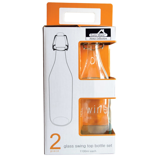 Botellas de Vidrio con Tapa Swing 2 Pz Eurohome EW65070 687929650709