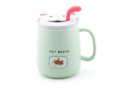 Taza de cerámica meow con tapa y cuchara Fuji Merchandise PC17-1 4539429156075