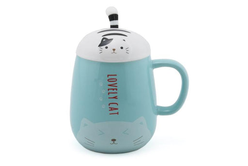 Taza de cerámica lovely cat con tapa y cuchara Fuji Merchandise PC18-1 4539429156105