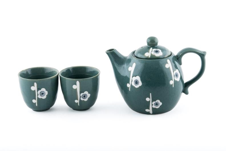 Servicio de té, tetera redonda de cerámica con filtro extraíble y 2 tazas -  FURORARU
